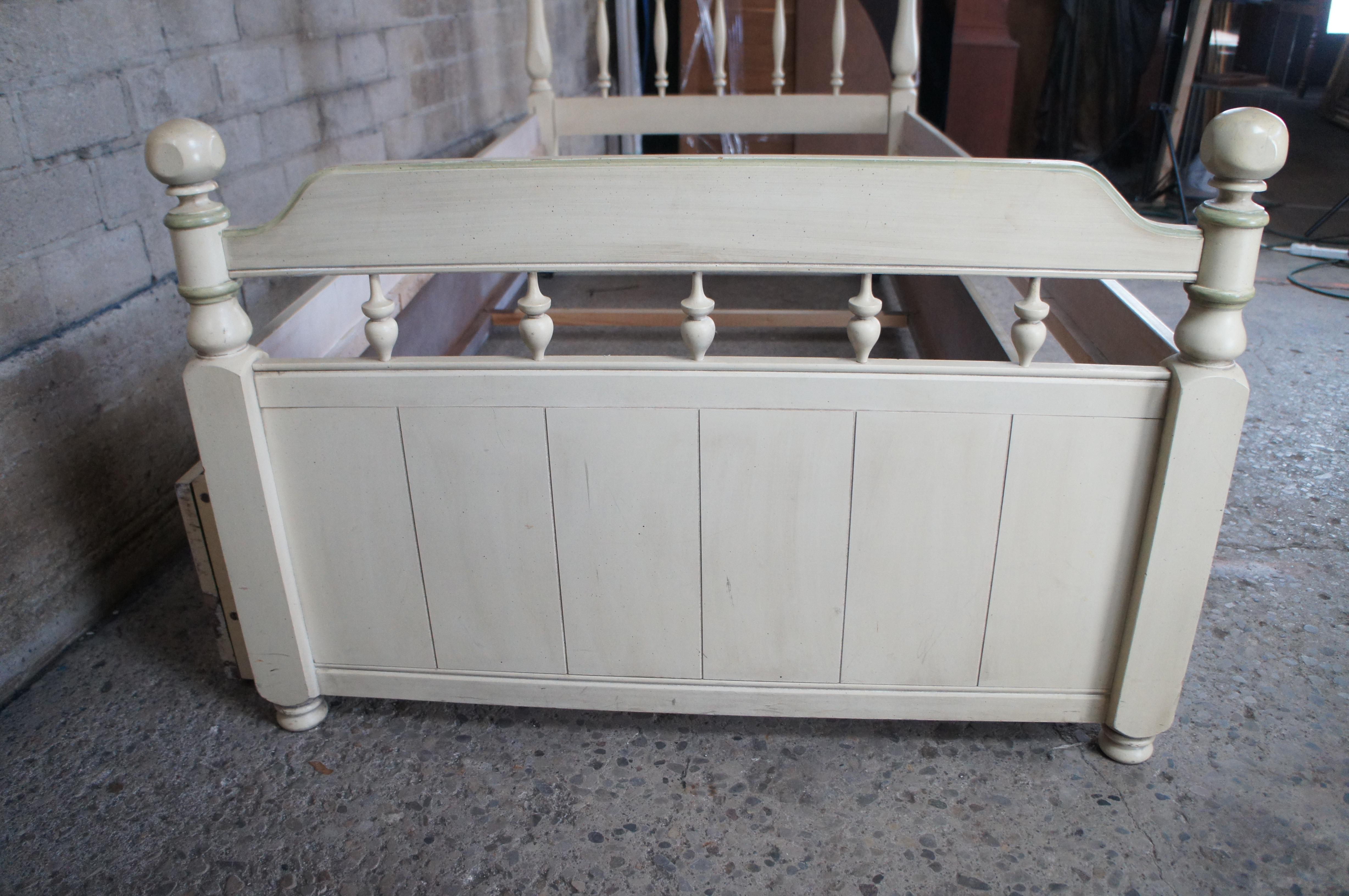 Vintage Französisch Country Provincial Cannonball Post Twin Size Trundle Bett Chic, Vintage 6