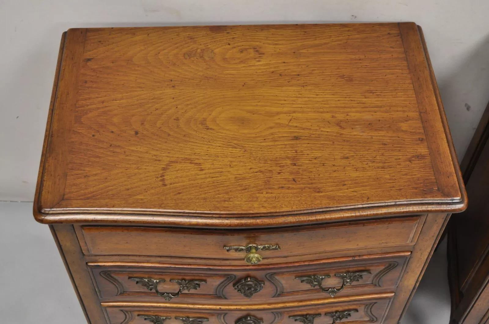 Vintage French Country Provincial Carved Walnut Italian Nightstands - a Pair 1