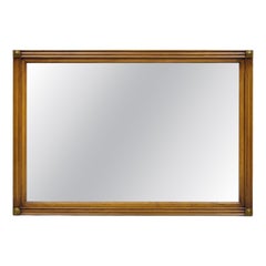 Vintage French Country Provincial Cherry Wood Rectangular Wall Mirror by White