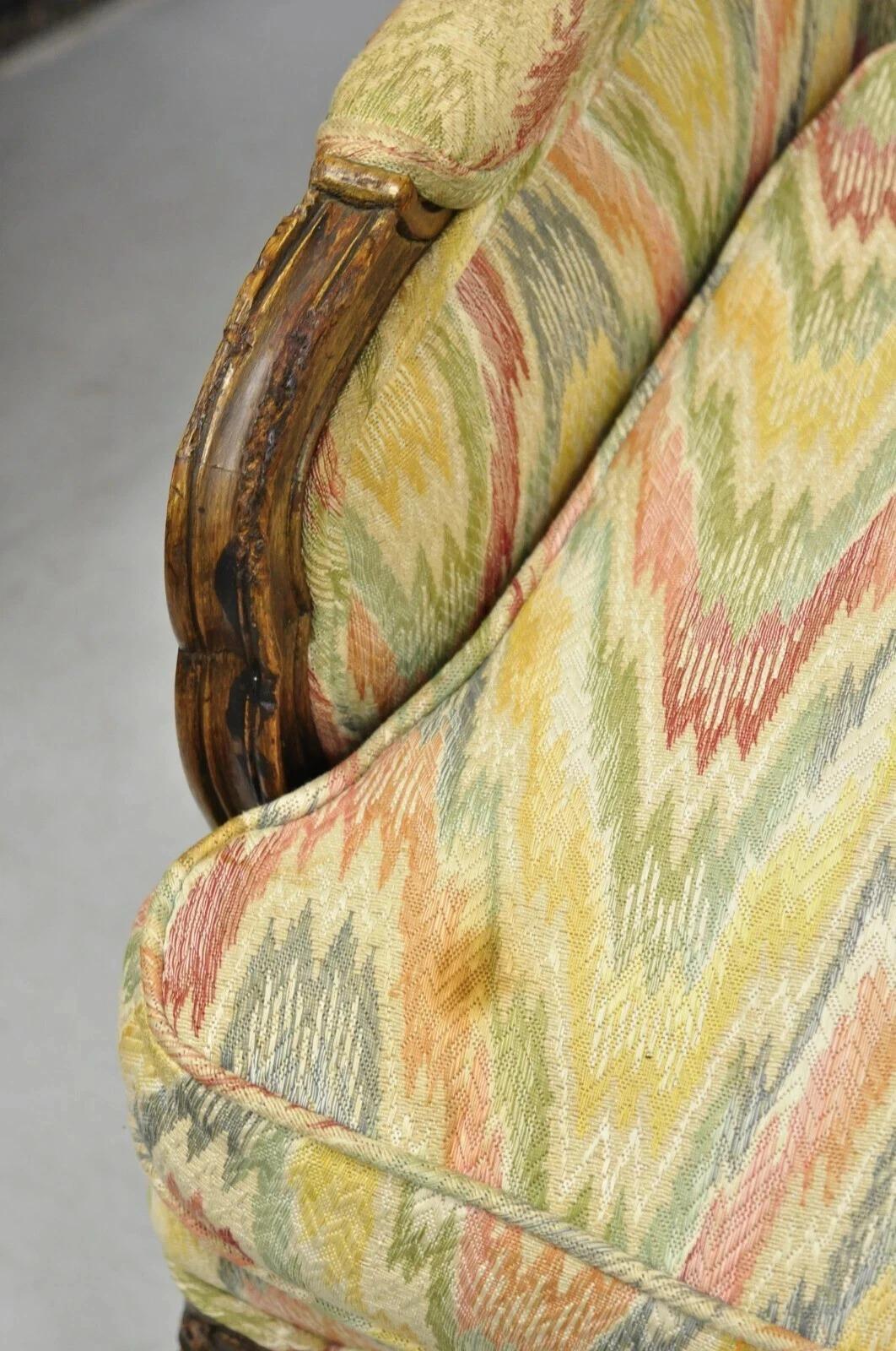 Vintage French Country Provincial High Back Walnut Arm Chairs (A) - a Pair en vente 1
