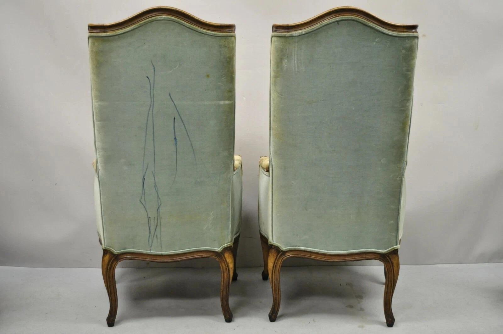 Sillones de madera de nogal con respaldo alto (B) - Pareja en venta 3