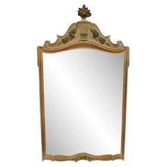 Vintage French Country Provincial Louis XV Style Urne Wood Wood Sculptée Miroir Mural