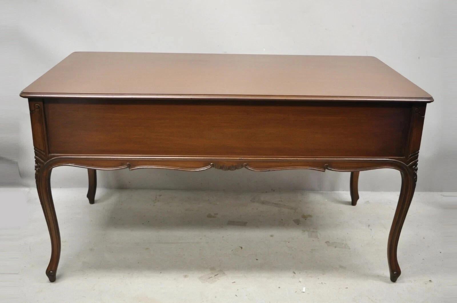 Vintage French Country Provincial Louis XV Style Walnut Office Writing Desk For Sale 2