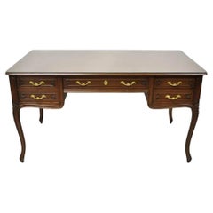 Vintage French Country Provincial Louis XV Style Walnut Office Writing Desk