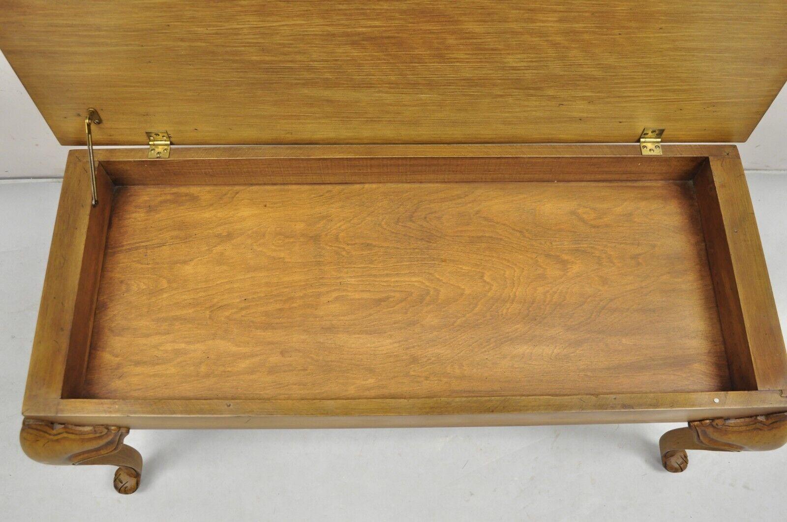 Vintage French Country Provincial Mahogany Wood Lift Top Storage Piano Bench For Sale 3