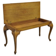 Retro French Country Provincial Mahogany Wood Lift Top Storage Piano Bench