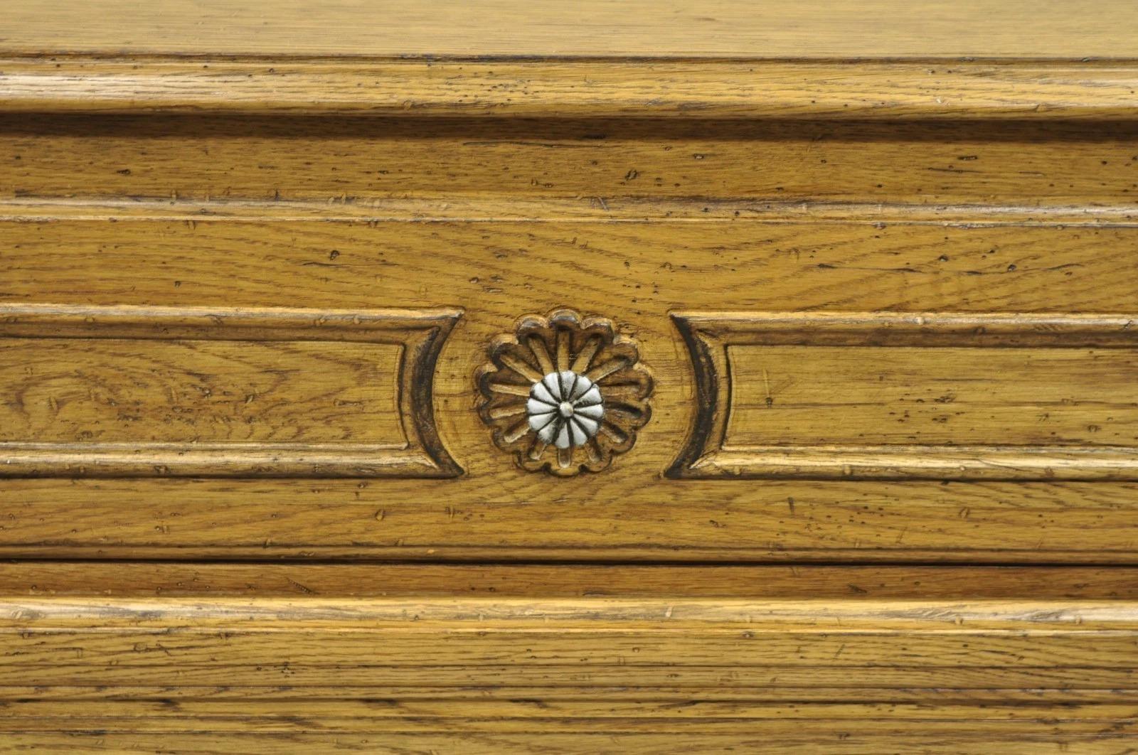 Unknown Vintage French Country Provincial Oak Wood 3 Drawer Bachelor Chest Commode Pair For Sale