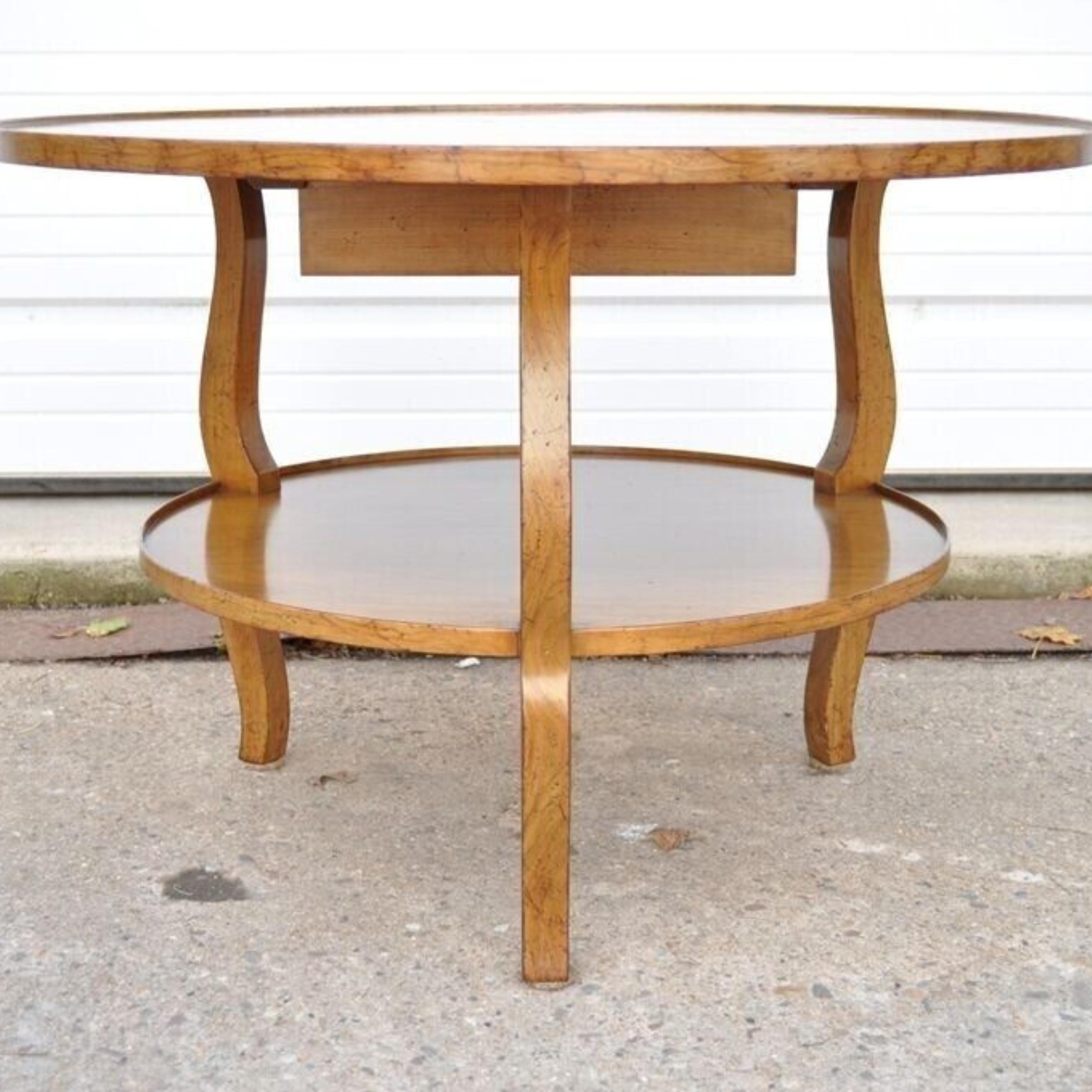Vintage French Country Provincial Round Cherry Occasional Side Table w/ Drawer For Sale 5