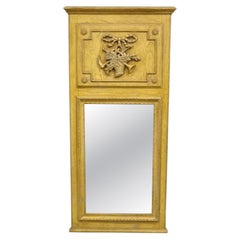 Vintage French Country Provincial Style Oak Wood Trumeau Wall Mirror by Baker