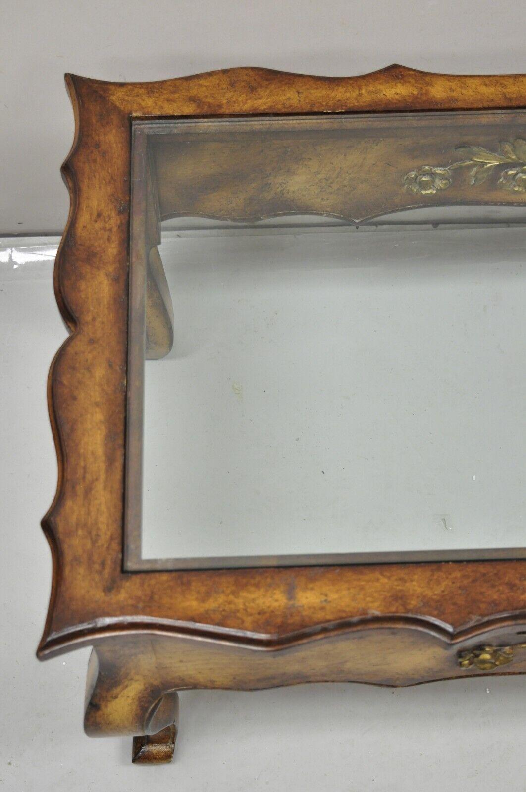 Vintage French Country Provincial Style Shell Carved Walnut Glass Coffee Table For Sale 2