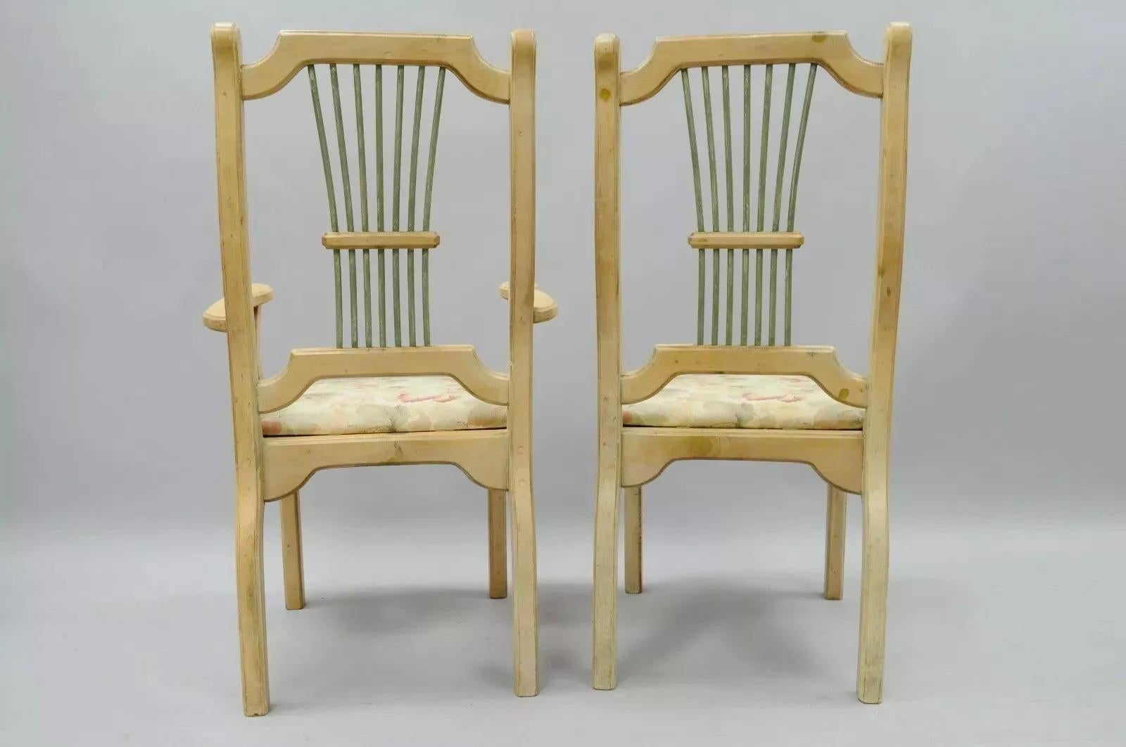 Vintage French Country Provincial Style Solid Wood Dining Room Chairs - Set of 6 For Sale 4