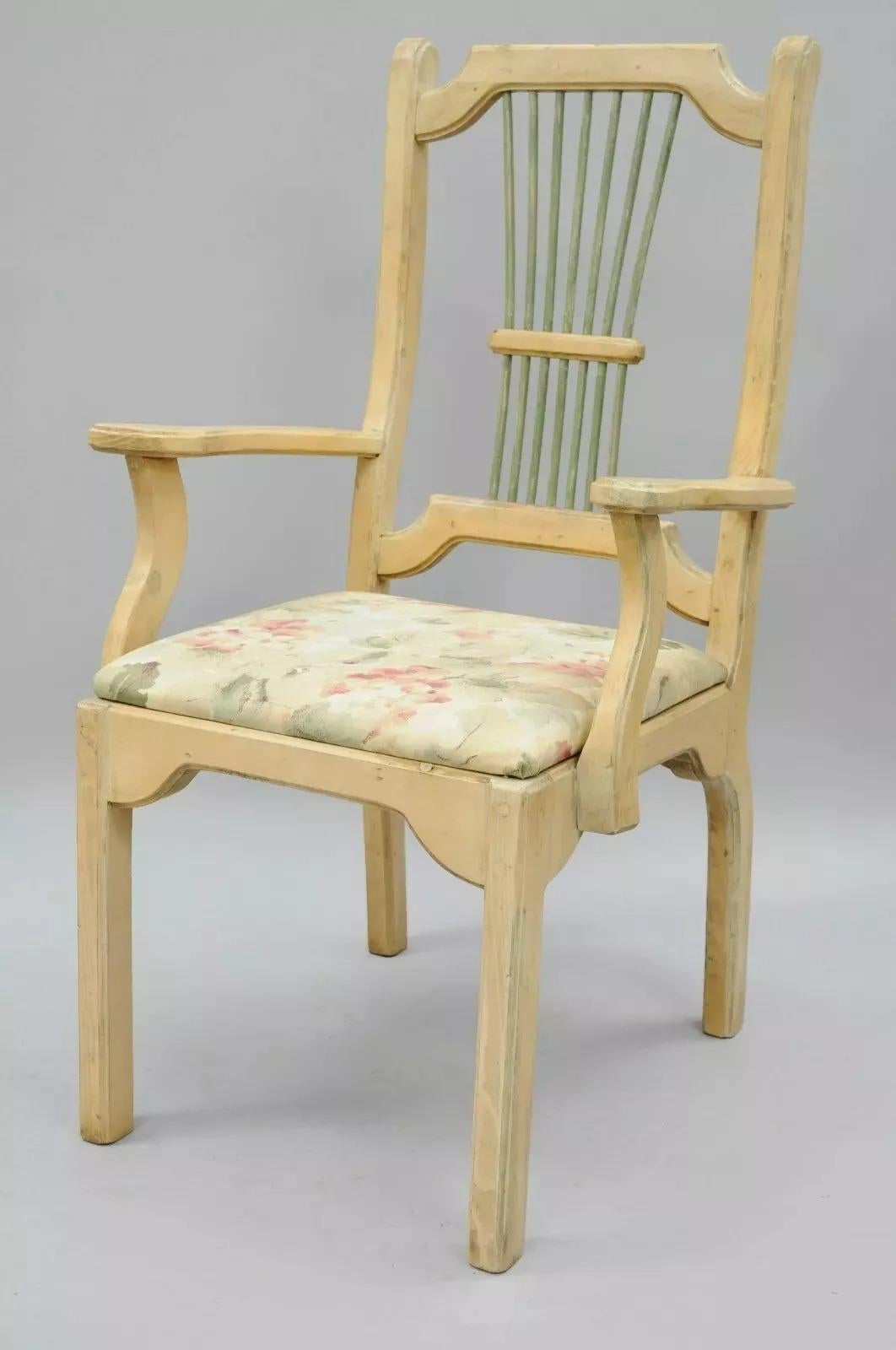 Unknown Vintage French Country Provincial Style Solid Wood Dining Room Chairs - Set of 6 For Sale