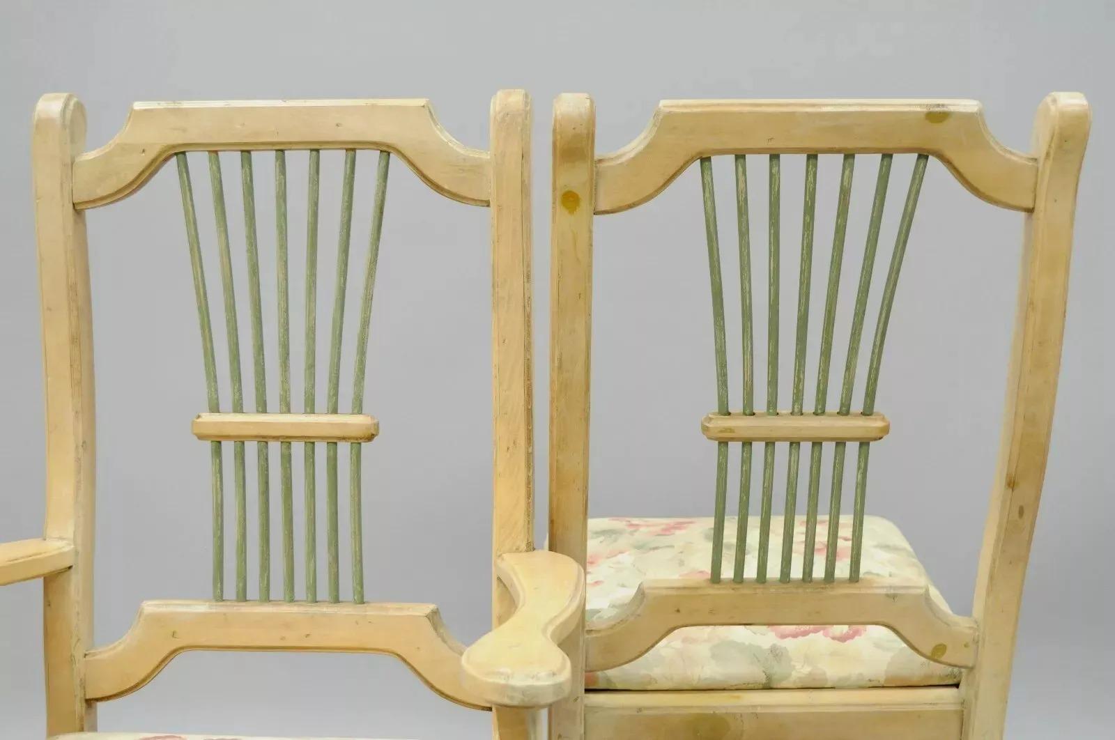 20th Century Vintage French Country Provincial Style Solid Wood Dining Room Chairs - Set of 6 For Sale