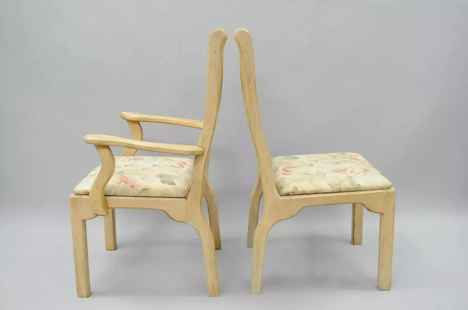Vintage French Country Provincial Style Solid Wood Dining Room Chairs - Set of 6 For Sale 3