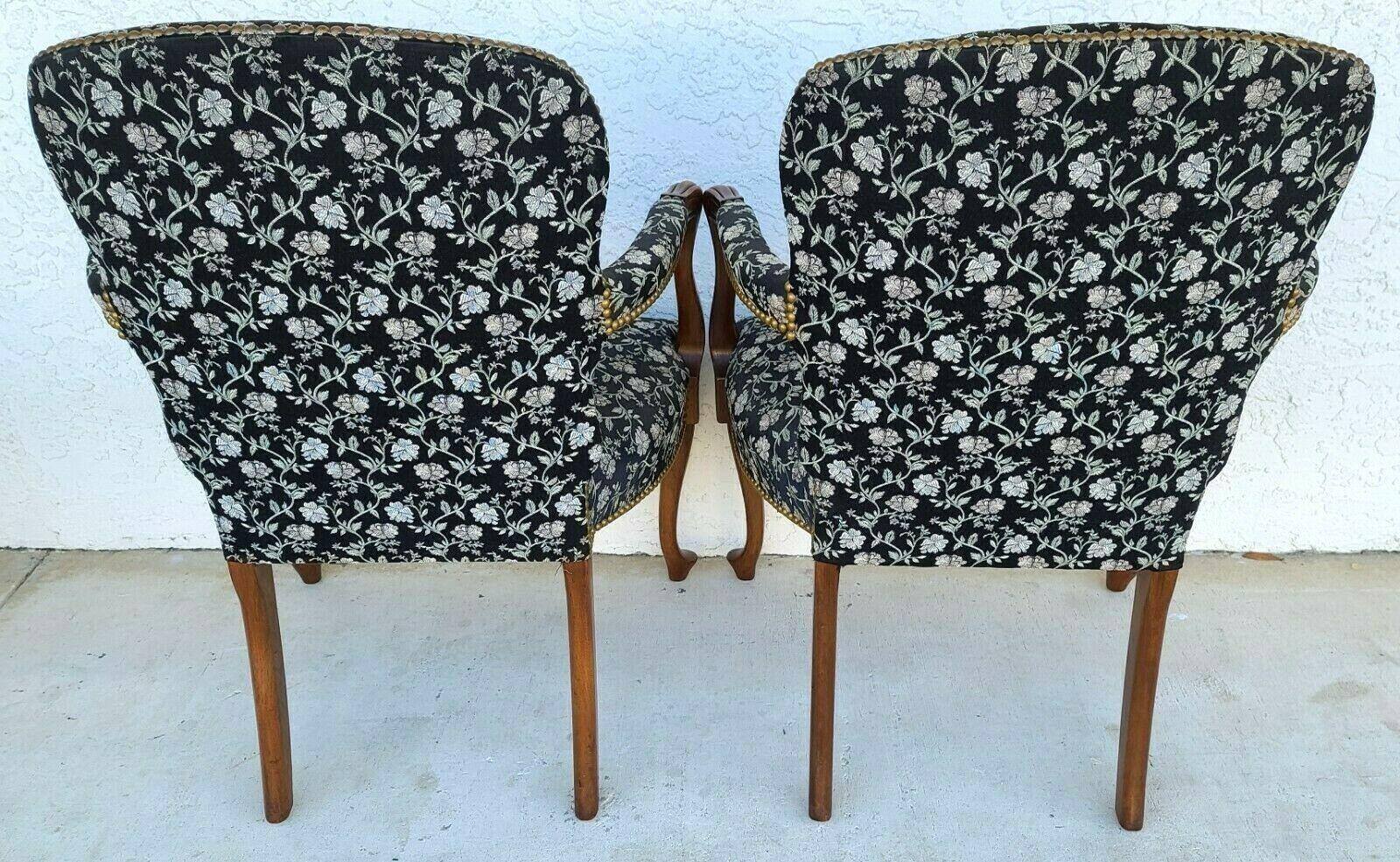 20th Century Vintage French Country Provincial Walnut Fauteuil Armchairs, a Pair For Sale