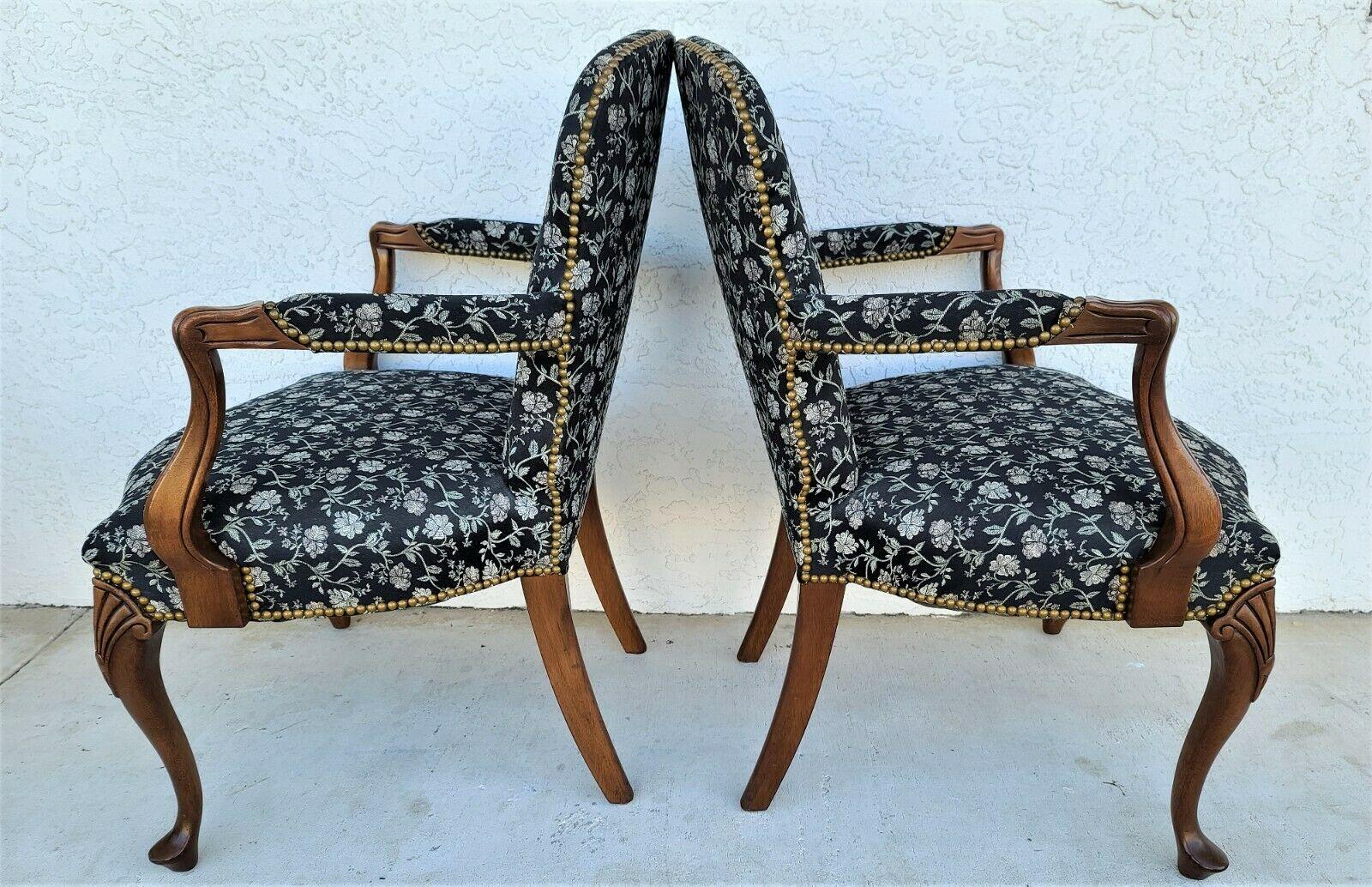 Vintage French Country Provincial Walnut Fauteuil Armchairs, a Pair For Sale 2