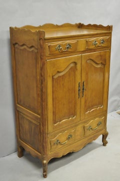 Vintage French Country Provincial Walnut Fruitwood Tall Chest Dresser Cabinet