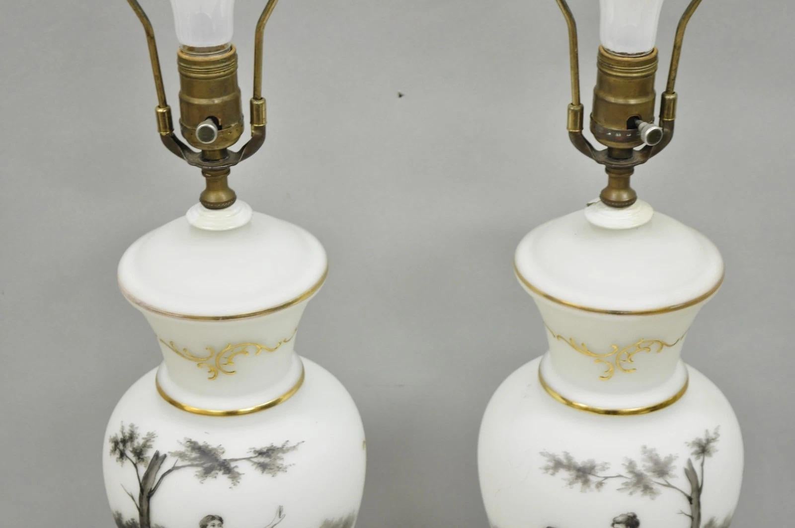 Vintage French Country Renaissance Frosted Glass Urn 