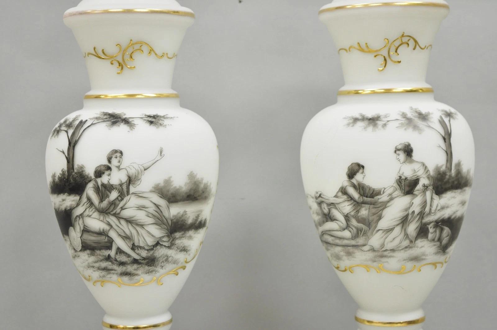 Unknown Vintage French Country Renaissance Frosted Glass Urn 