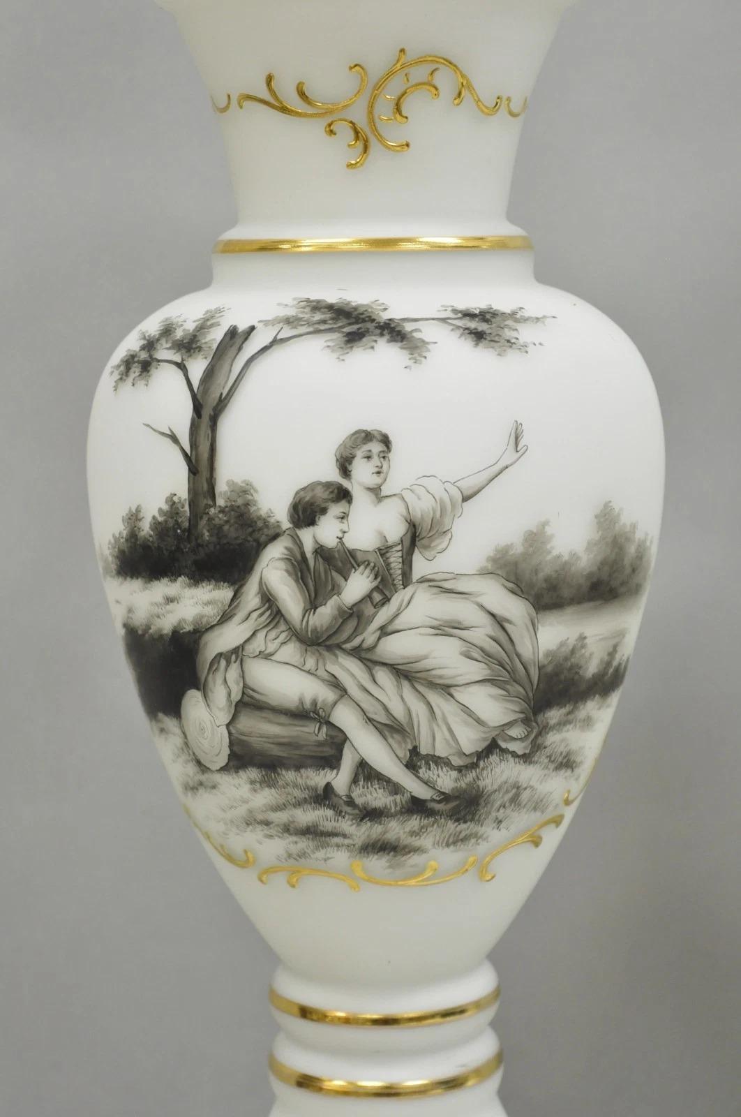 Vintage French Country Renaissance Frosted Glass Urn 