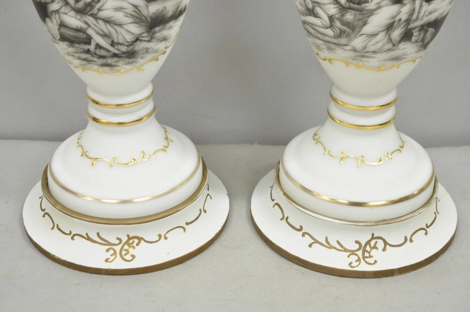 Vintage French Country Renaissance Frosted Glass Urn 