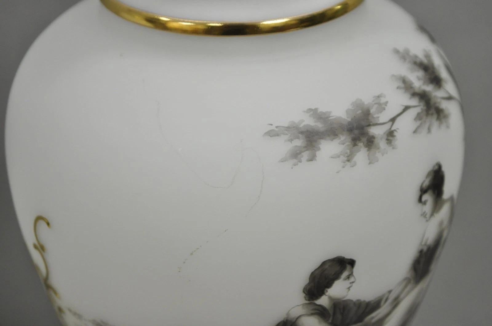 Vintage French Country Renaissance Frosted Glass Urn 