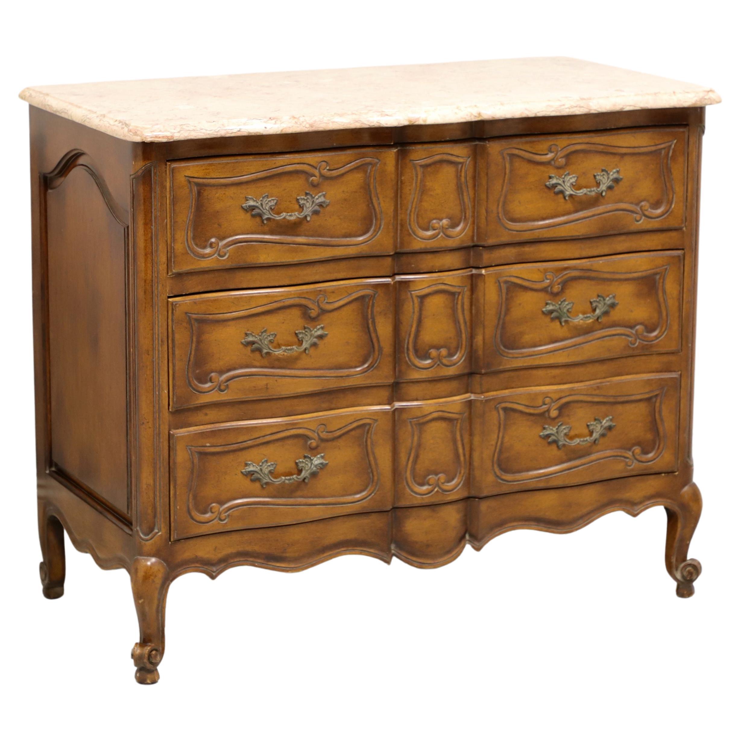Vintage French Country Style Bachelor Chest with Marble Top - A