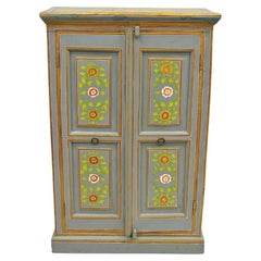 Armario de madera de 2 puertas pintado en azul de estilo rústico francés vintage