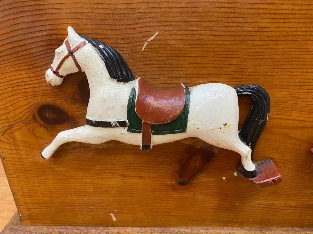 Vintage French Country Style Cedar Rocking Horse Farmhouse Storage Chest For Sale 5