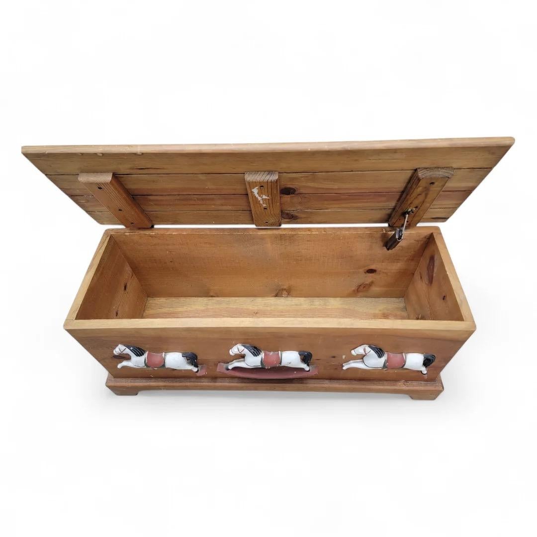 Vintage French Country Style Cedar Rocking Horse Farmhouse Storage Chest In Good Condition For Sale In Chicago, IL