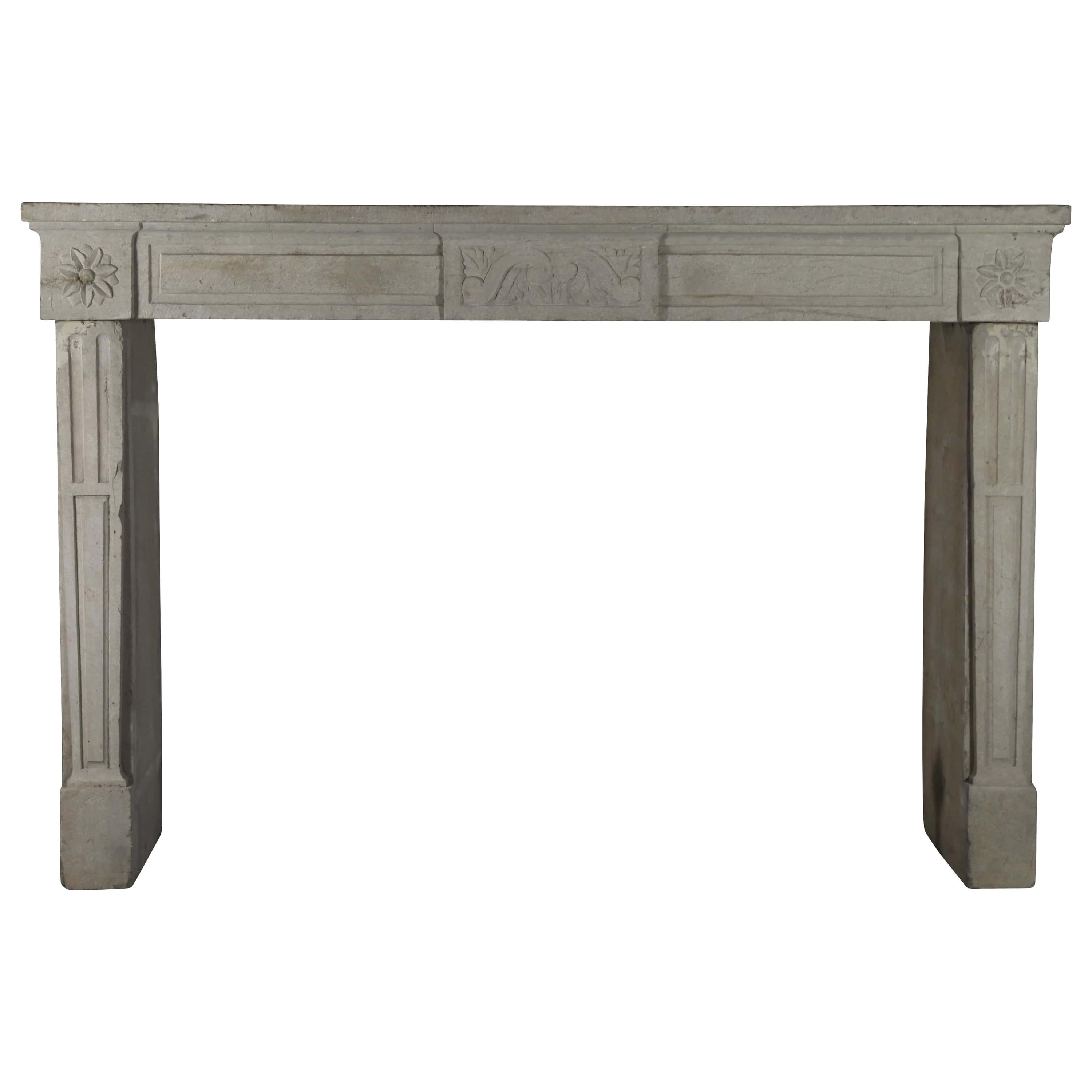 Vintage French Country Style Limestone Fireplace Surround