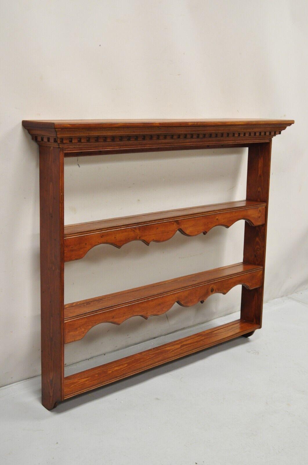 Vintage French Country Style Pine Wood Large Wall Hanging Plate Display Rack 4