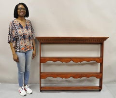 Vintage French Country Style Pine Wood Large Wall Hanging Plate Display Rack