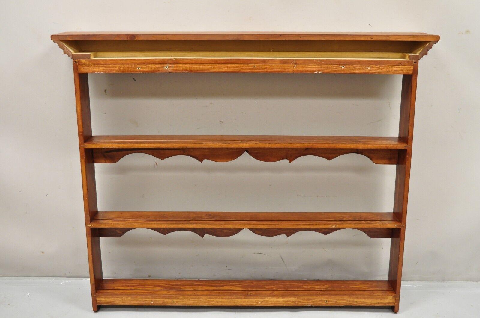 Vintage French Country Style Pine Wood Large Wall Hanging Plate Display Rack 1