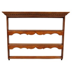 Retro French Country Style Pine Wood Large Wall Hanging Plate Display Rack