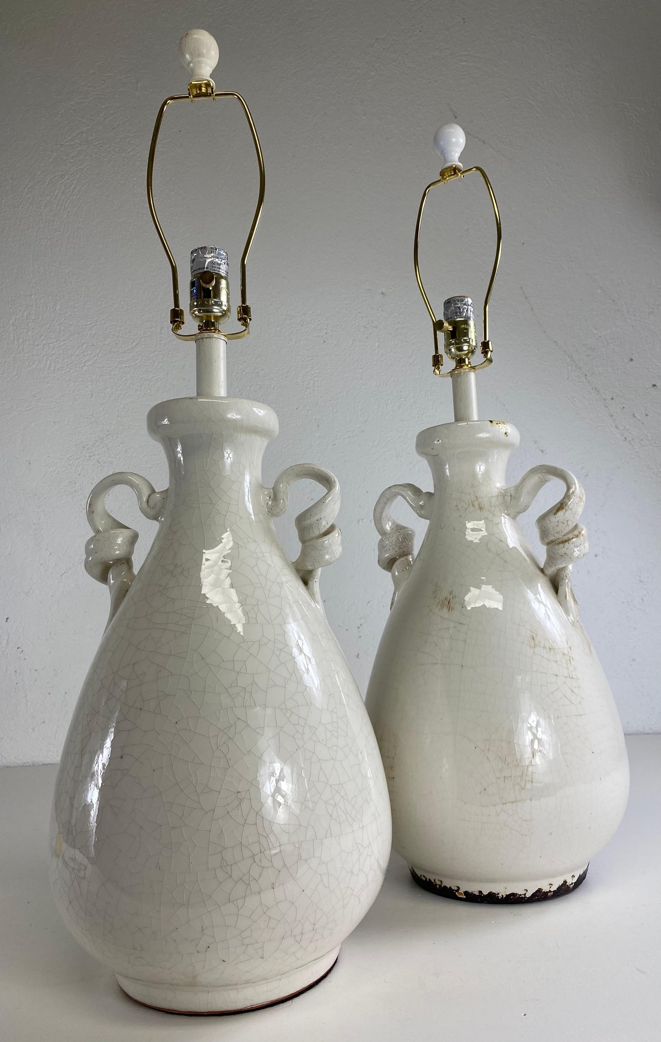 Vintage French country style pottery table lamps/a pair 4