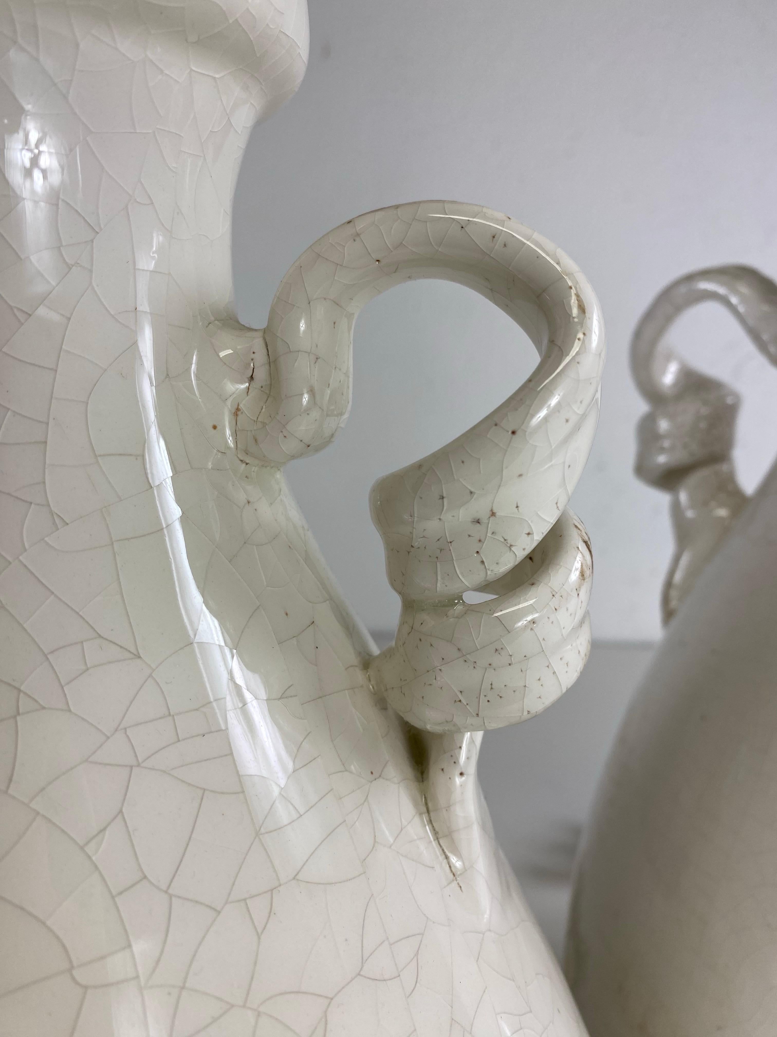 Late 20th Century Vintage French country style pottery table lamps/a pair