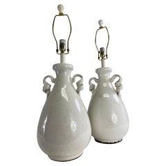 Vintage French country style pottery table lamps/a pair