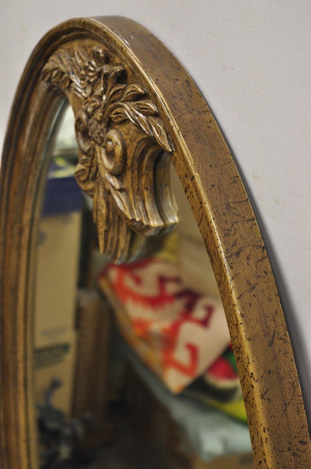 Vintage French Country Style Provincial Oval Wood Frame Wall Mirrors, a Pair 2