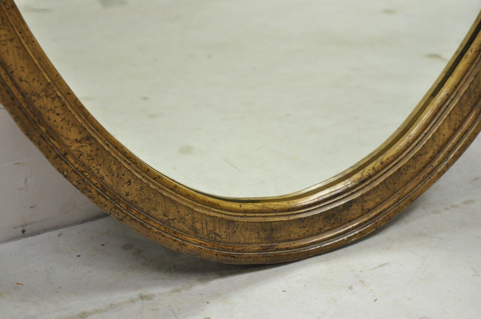 Vintage French Country Style Provincial Oval Wood Frame Wall Mirrors, a Pair 4