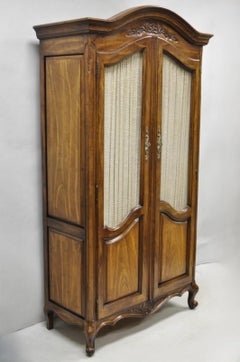 Vintage French Country Style Tall Walnut Armoire Dresser Wardrobe by White Furn.