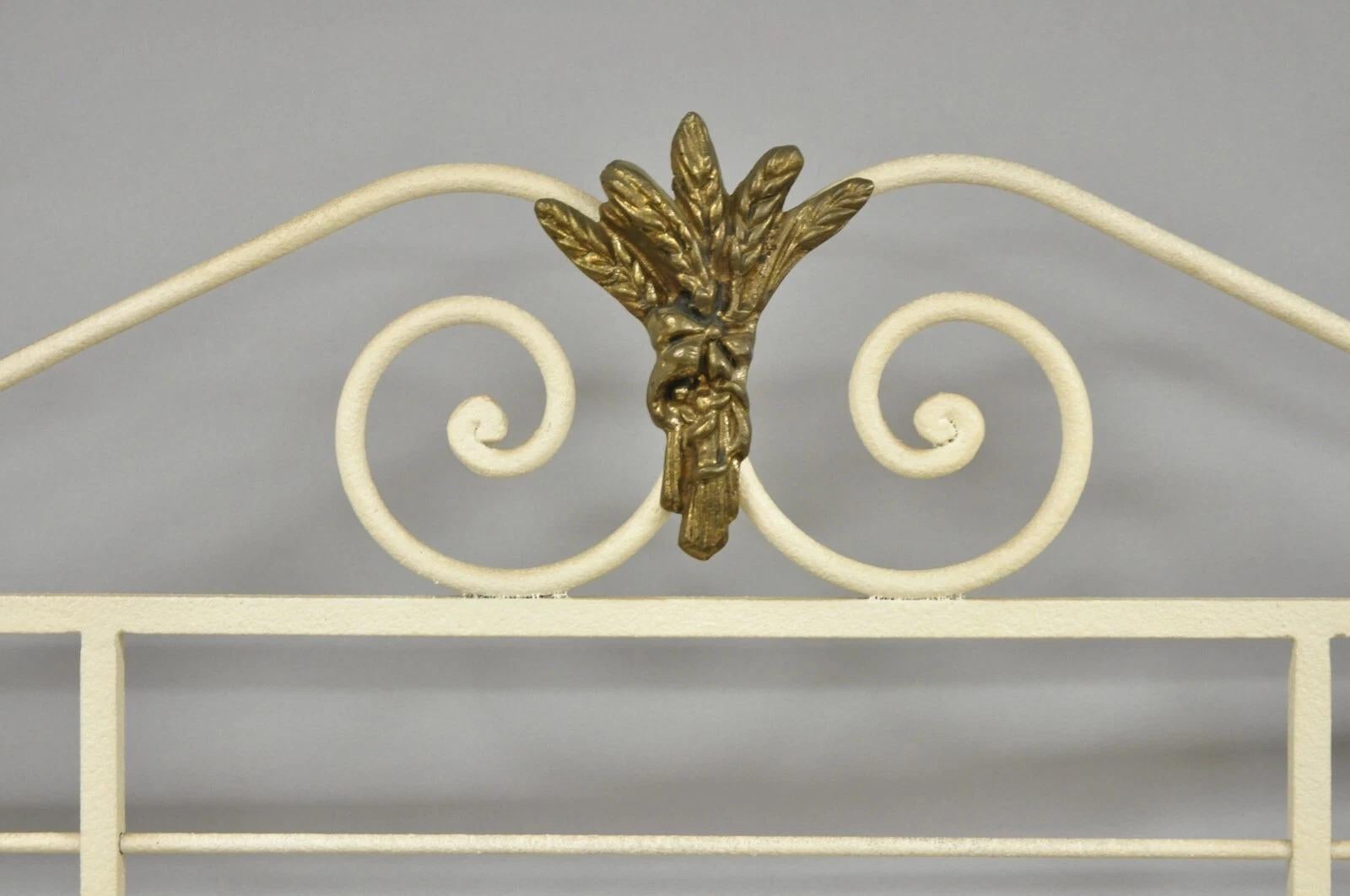 Sconosciuto Vintage French Country White Wrought Iron & Brass 3 Tier Pastry Bakers Rack in vendita