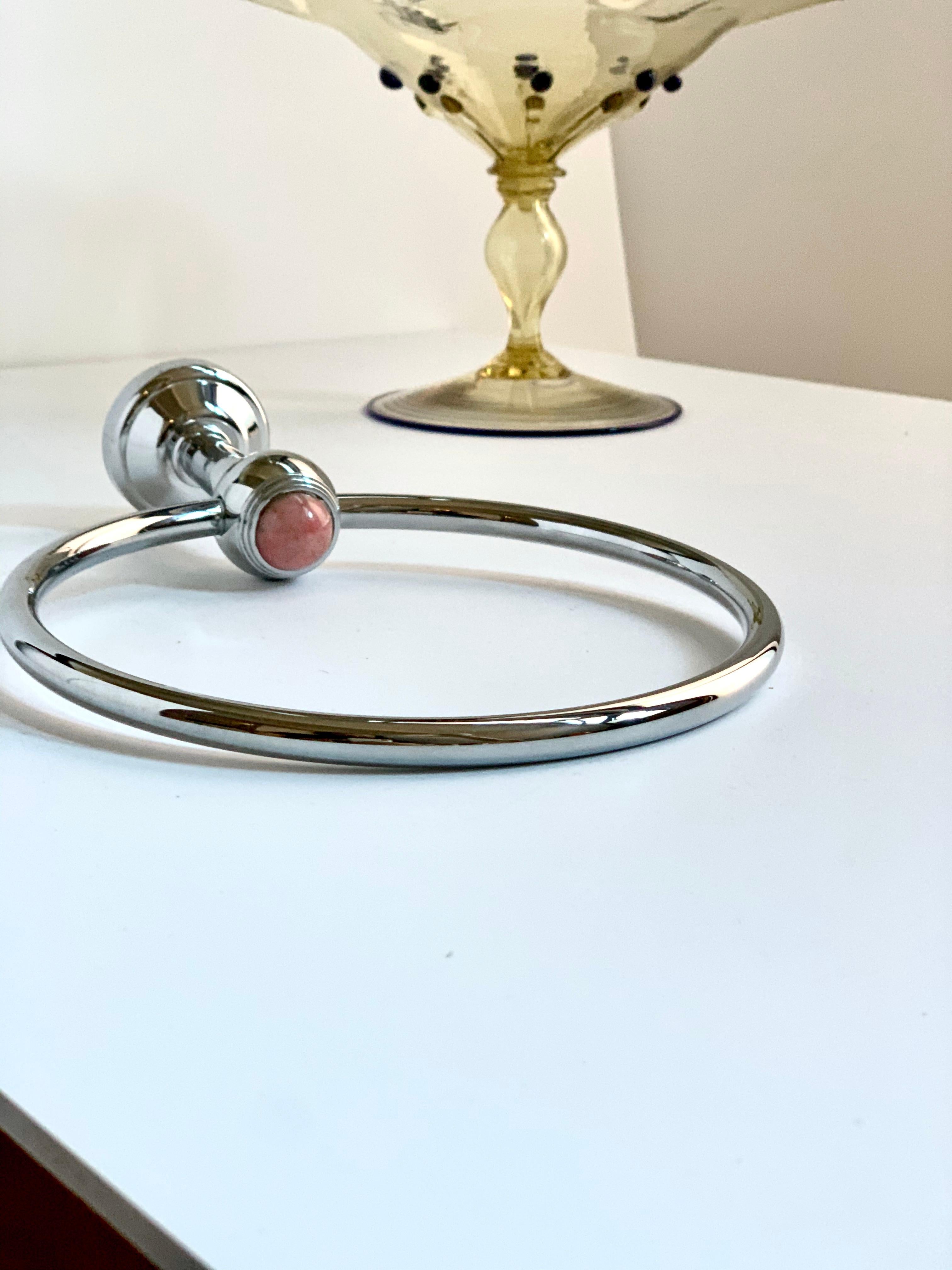 Vintage French couture chromed bronze and pink onyx towel ring by Serdaneli ParisFor over 45 years, Serdaneli, the 