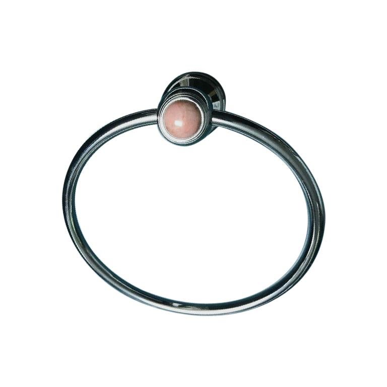 Französischer Couture-Handtuchring aus verchromter Bronze und rosa Onyx von Serdaneli Paris