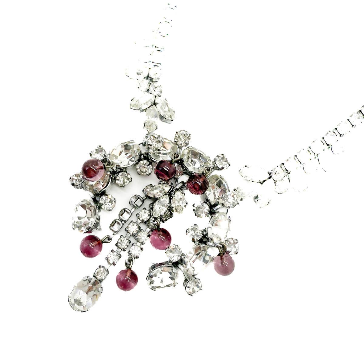 Collana di gocce di cristallo Vintage French Couture (Attr. RJP) anni '50 In condizioni buone in vendita a Wilmslow, GB