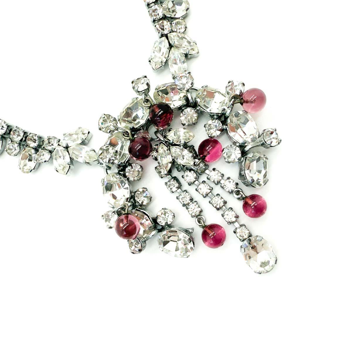 Collana di gocce di cristallo Vintage French Couture (Attr. RJP) anni '50 in vendita 1