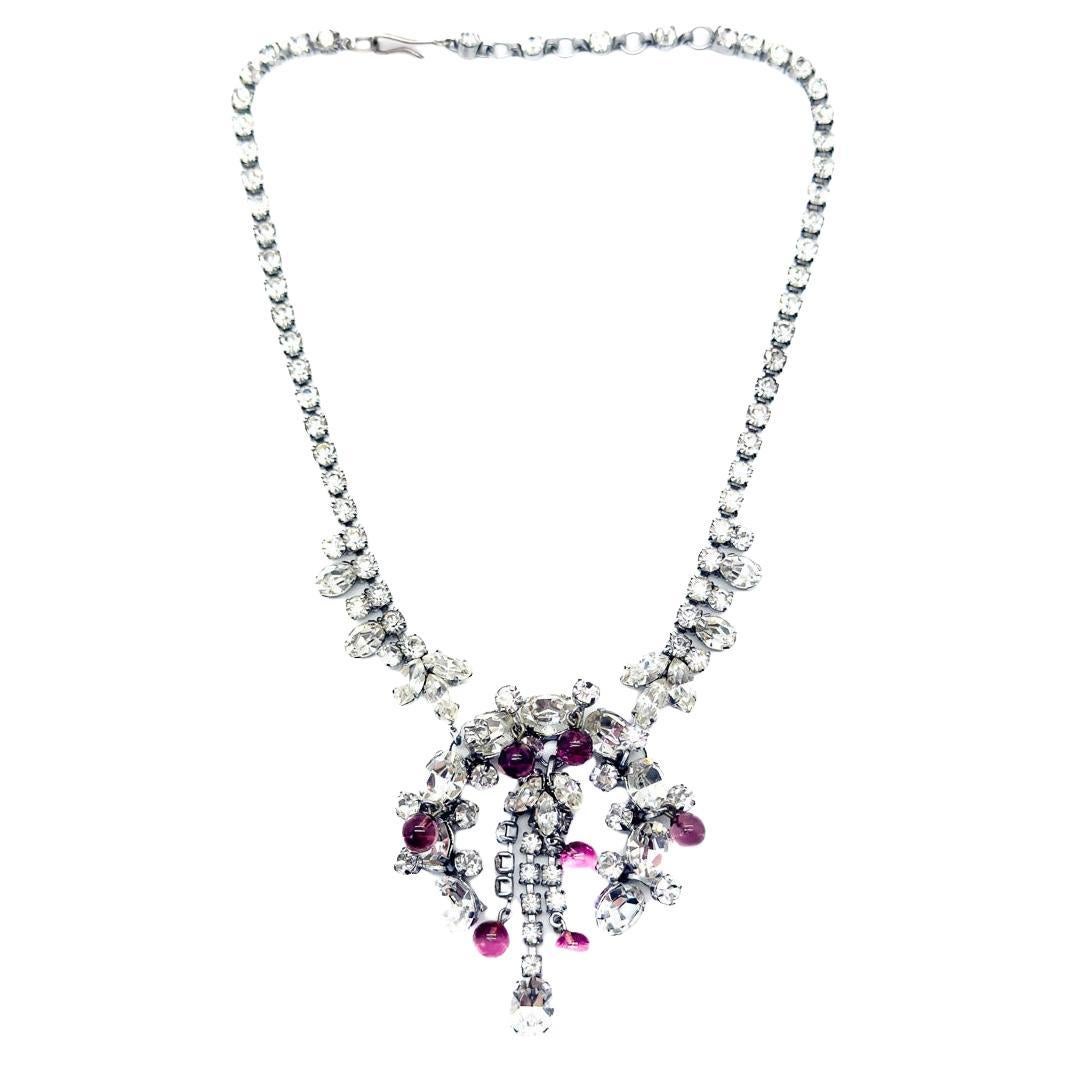 Collana di gocce di cristallo Vintage French Couture (Attr. RJP) anni '50 in vendita