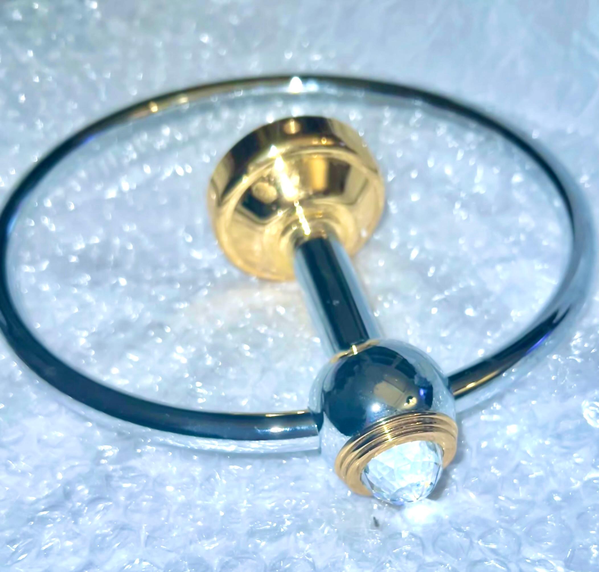 Vintage French Couture Gold and Crystal Towel Ring by Serdaneli Paris For Sale 2