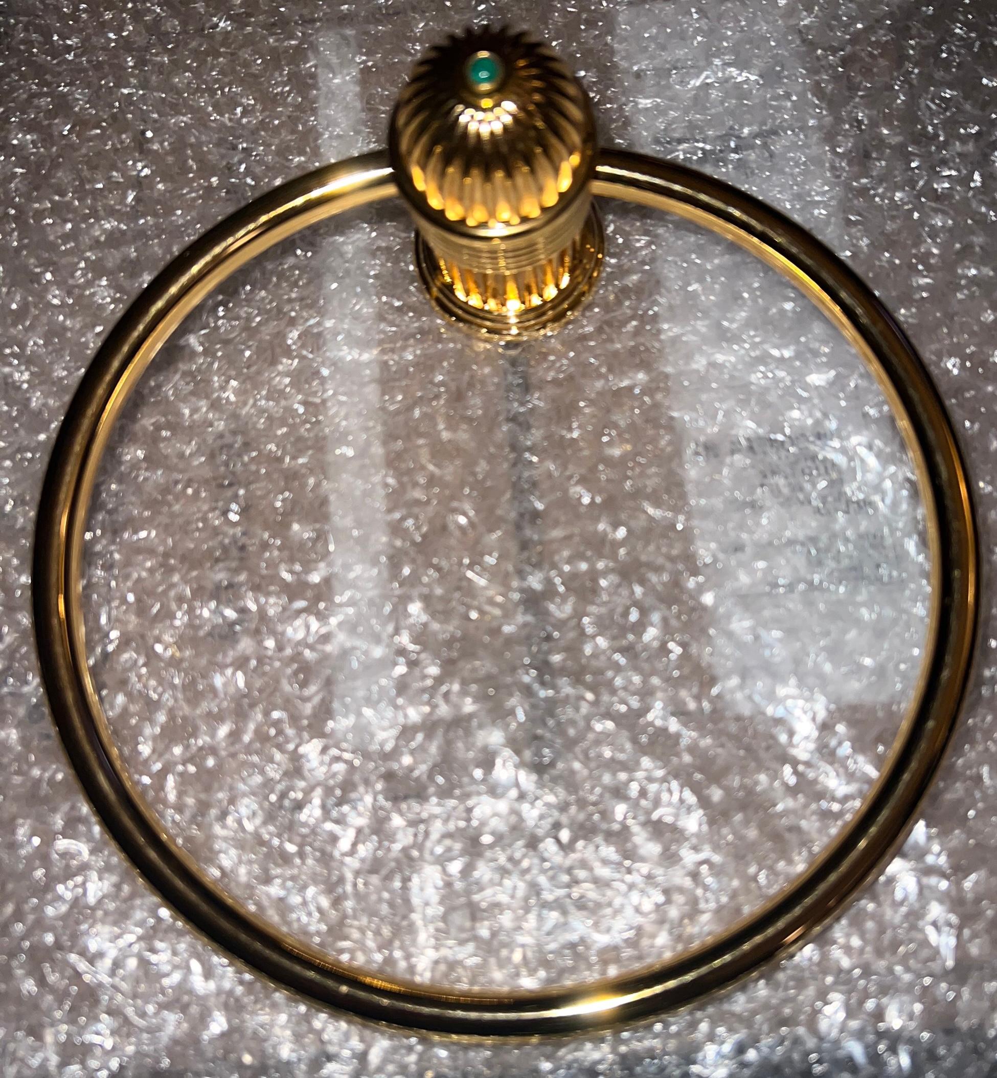 20th Century Vintage French Couture Gold and Malachite Towel Ring by Serdaneli Paris For Sale
