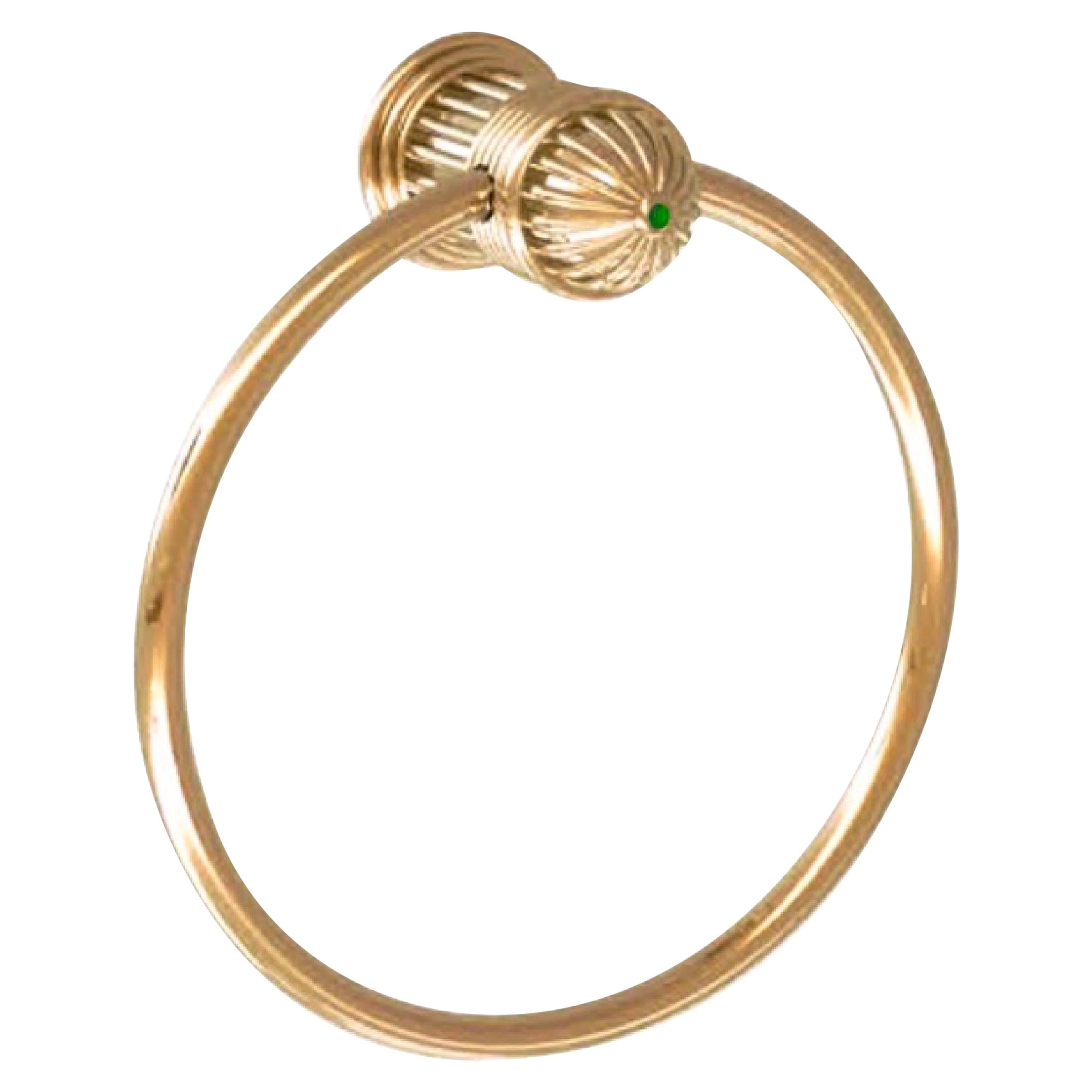 Vintage French Couture Gold and Malachite Towel Ring by Serdaneli Paris For Sale